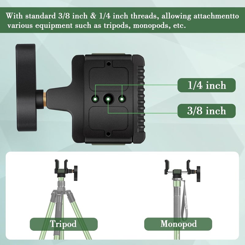 Manbily U-7 Shooting Saddle for Hunting Tripod, Aluminum Alloy Universal Rest Head Clamp Mount, Arca-Swiss Compatibility Base for monopod, Green - Image 4